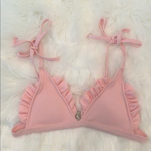 Pink Ruffle Bow Bikini Top Size S